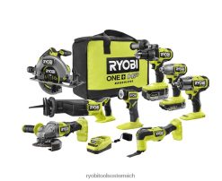 RYOBI 18 V bürstenloses Kombiset mit 8 Werkzeugen Elektrowerkzeuge 6V8HV6870