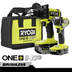 RYOBI 18 V One+ HP bürstenloser Bohrhammer und Schlagschrauber-Set mit 2 Werkzeugen Elektrowerkzeuge 6V8HV6861