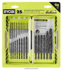 RYOBI 25 Stk. Schwarzoxid-Bohrerset mit rundem Schaft Zubehör 6V8HV6783