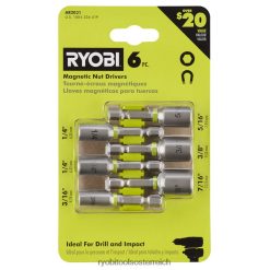 RYOBI 6-teiliger Schlag-Magnet-Steckschlüsselsatz Zubehör 6V8HV6830