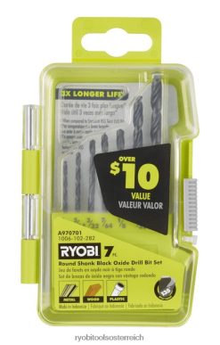 RYOBI 7 Stk. Schwarzoxid-Bohrerset mit rundem Schaft Zubehör 6V8HV6787