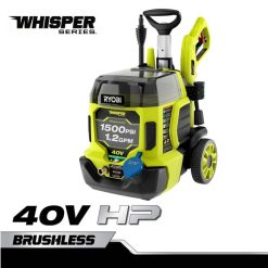 RYOBI Bürstenloser 40-V-HP-Hochdruckreiniger der Whisper-Serie mit 1500 psi und 1,2 gpm draussen 6V8HV6373